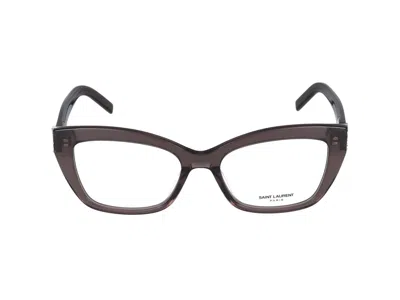 Saint Laurent Eyeglasses In Brown Brown Transparent