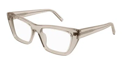 Saint Laurent Eyeglasses  Sl 276 Mica Opt 005 Beige Beige Transparent 51/16/145 In Orange