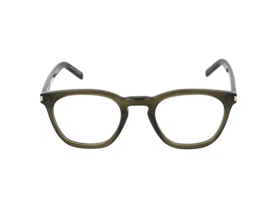Saint Laurent Eyeglasses  Sl 28 Opt 003 Green Green Transparent 50/22/145 In Neutral