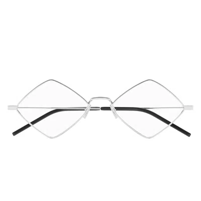 Saint Laurent Eyeglasses Sl 302 Lisa Opt 002 New Wave Silver/transparent Unisex In Pattern