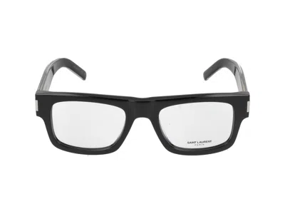 Saint Laurent Eyeglasses  Sl 574 001 Black Crystal Transparent 52/21/145 In Orange
