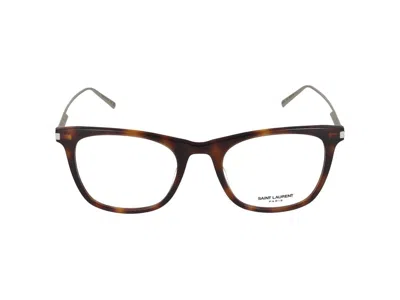 Saint Laurent Eyeglasses  Sl 580 002 Havana Gold Transparent 50/20/145 In Gray