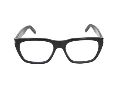 Saint Laurent Eyeglasses  Sl 598 Opt 001 Black Black Transparent 56/18/145 In Neutral