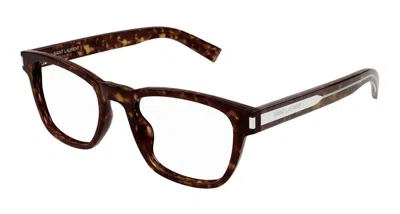 Saint Laurent Eyeglasses  Sl 664 002 Havana Crystal Transparent 52/20/145 In Metallic
