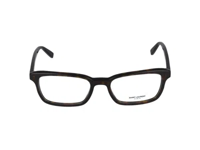 Saint Laurent Eyeglasses  Sl 671 002 Havana Havana Transparent 54/19/145 In Green