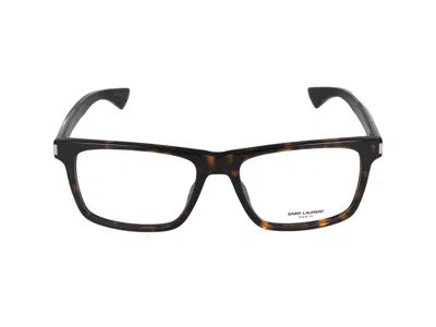 Saint Laurent Eyeglasses  Sl 882 007 Havana Crystal Transp 57/18/145 In Black