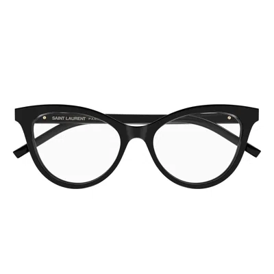 Saint Laurent Eyeglasses Sl M164 001 Black/transparent Women In White