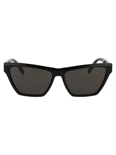 Saint Laurent Ysl Rectangle Acetate Sunglasses In 002 Black Black Black