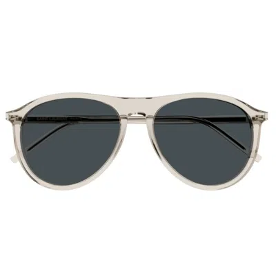 Saint Laurent Eyewear Aviator Frame Sunglasses In Beige