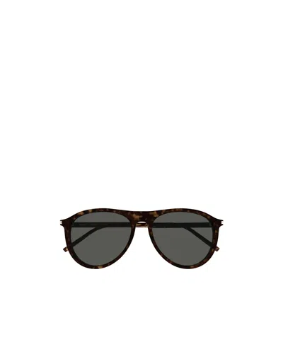 Saint Laurent Eyewear Aviator Frame Sunglasses In Black