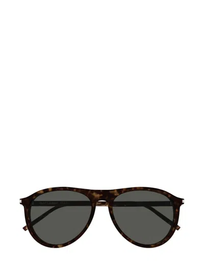 Saint Laurent Eyewear Aviator Frame Sunglasses In Brown