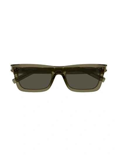 Saint Laurent Acetate Rectangle Sunglasses In Green