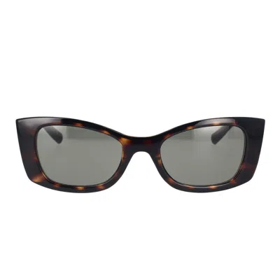 Saint Laurent Logo-engraved Cat-eye-frame Sunglasses In Brown