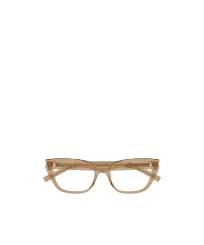 Saint Laurent Eyewear Butterfly Frame Glasses In Brown