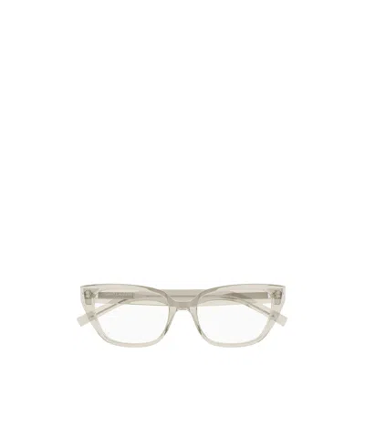 Saint Laurent Eyewear Butterfly Frame Glasses In White