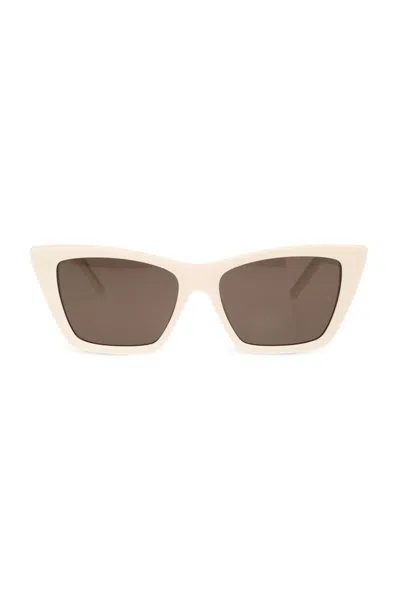Saint Laurent Eyewear Butterfly Frame Sunglasses In White