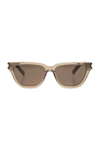 Saint Laurent Eyewear Cat In Brown