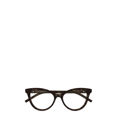 Saint Laurent Eyewear Cat Eye Frame Glasses In Brown