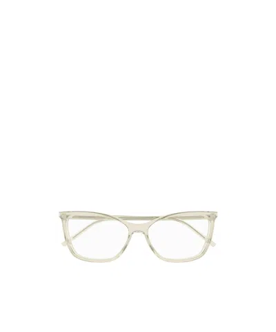 Saint Laurent Eyewear Cat Eye Frame Glasses In Neutral