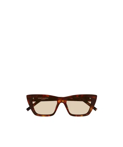 Saint Laurent Eyewear Cat-eye Frame Sunglasses In Brown