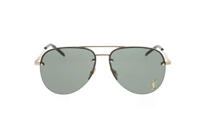 Saint Laurent Eyewear Classic Aviator Frame Sunglasses In Green