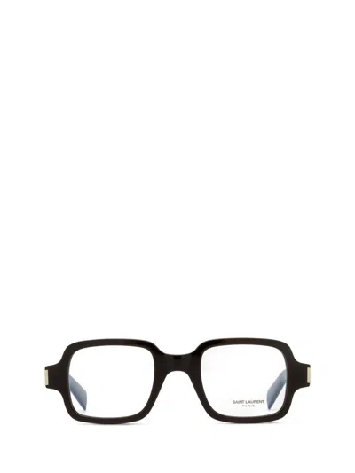 Saint Laurent Square-frame Acetate Glasses In Black Black Transpare