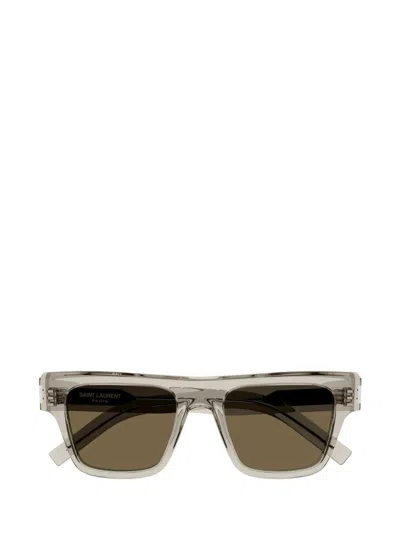 Saint Laurent Eyewear Square Frame Sunglasses In Shiny Transparent