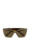 Saint Laurent Tortoiseshell Shield-frame Sunglasses In Brown