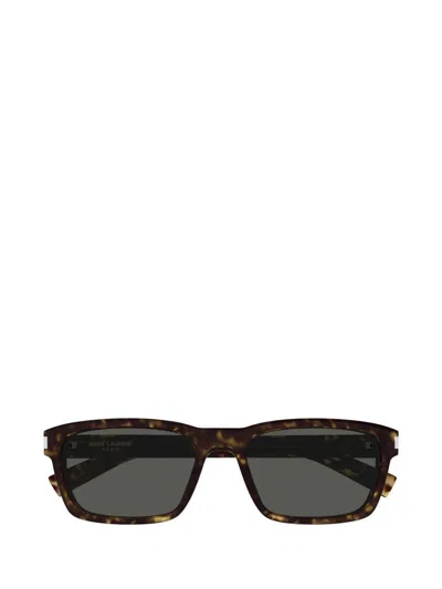 Saint Laurent Eyewear Rectangle Frame Sunglasses In Brown