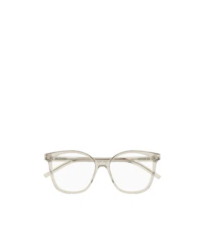 Saint Laurent Eyewear Geometric Frame Glasses In Orange