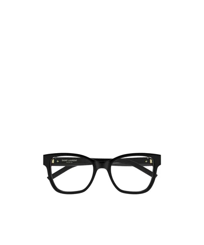 Saint Laurent Eyewear Geometric Frame Logo-plaque Glasses In Pattern