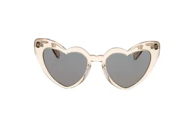Saint Laurent Eyewear Heart Frame Sunglasses In Beige