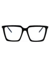 Saint Laurent Logo-engraved Square-frame Glasses In 001 Black Black Transparent