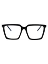 Saint Laurent Logo-engraved Square-frame Glasses In 001 Black Black Transparent
