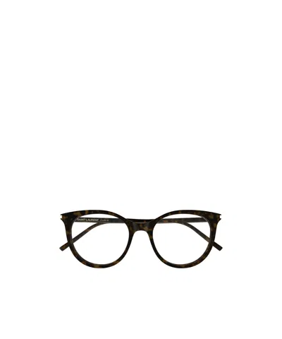 Saint Laurent Eyewear Oval Frame Glasses In Black