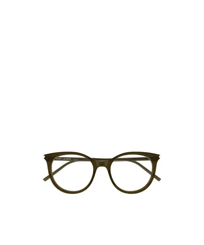 Saint Laurent Eyewear Oval Frame Glasses In Red