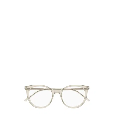 Saint Laurent Eyewear Oval Frame Glasses In Neutral