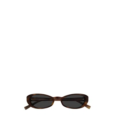 Saint Laurent Eyewear Oval Frame Sunglasses In Brown