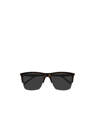 Saint Laurent Eyewear Rectangle-frame Sunglasses In Brown