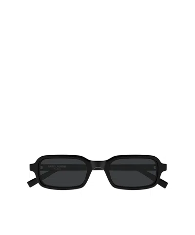 Saint Laurent Eyewear Rectangle Frame Sunglasses In Orange