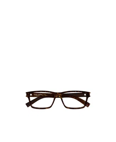 Saint Laurent Eyewear Rectangular Frame Glasses In Black