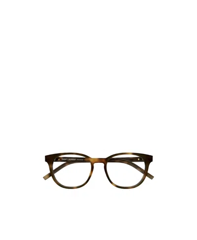 Saint Laurent Eyewear Round Frame Glasses In Brown