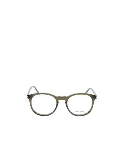 Saint Laurent Eyewear Round Frame Glasses In Green