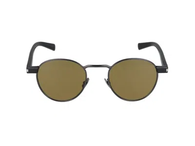 Saint Laurent Eyewear Round Frame Sunglasses In Ruthenium Havana Brow