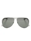 Saint Laurent Logo-engraved Pilot-frame Sunglasses In Grey