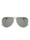 Saint Laurent Logo-engraved Pilot-frame Sunglasses In Grey