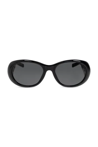 Saint Laurent Pillowed Oval Sunglasses In Black