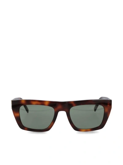 Saint Laurent Eyewear Sl M131 Rectangular Frame Sunglasses In 003 Havana Havana Green