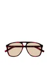 Saint Laurent Tortoiseshell Sl 596 Dune Rectangular Sunglasses In Brown