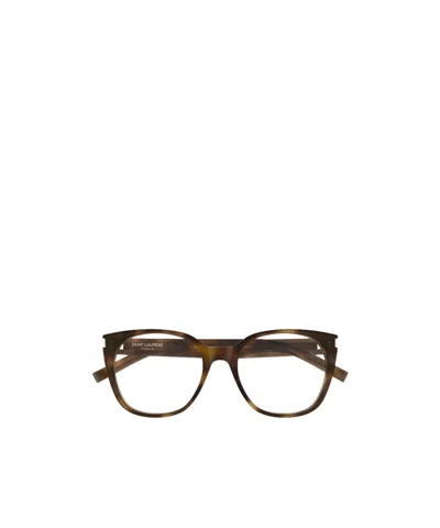 Saint Laurent Eyewear Square Frame Glasses In Brown